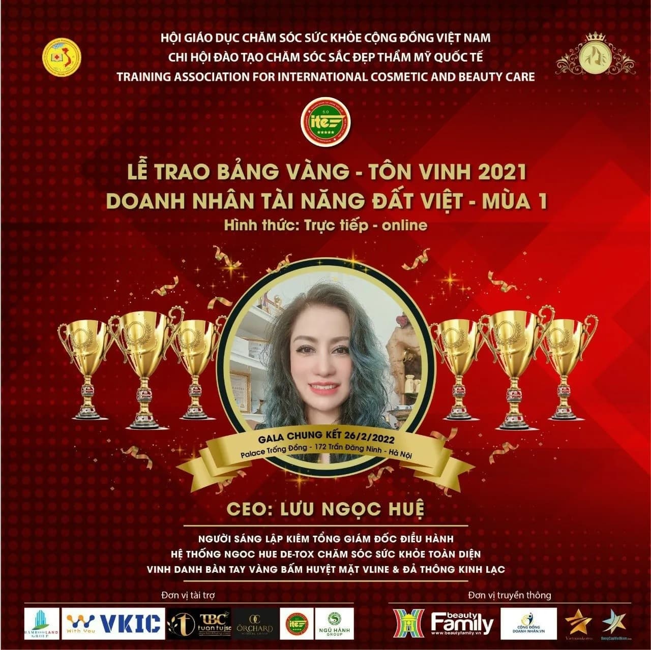 CEO Lưu Ngọc Huệ được tôn vinh Doanh Nhân Tài Năng Đất Việt
